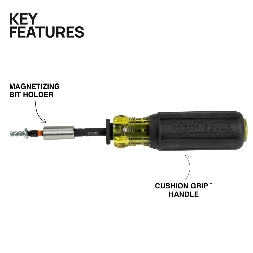 Klein Tools ProFlex magnetic bit holder secures bits during fastener work.