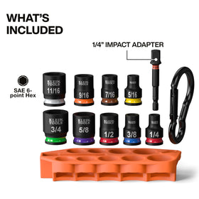 Klein Tools 33809 color-coded sockets for fast size identification.