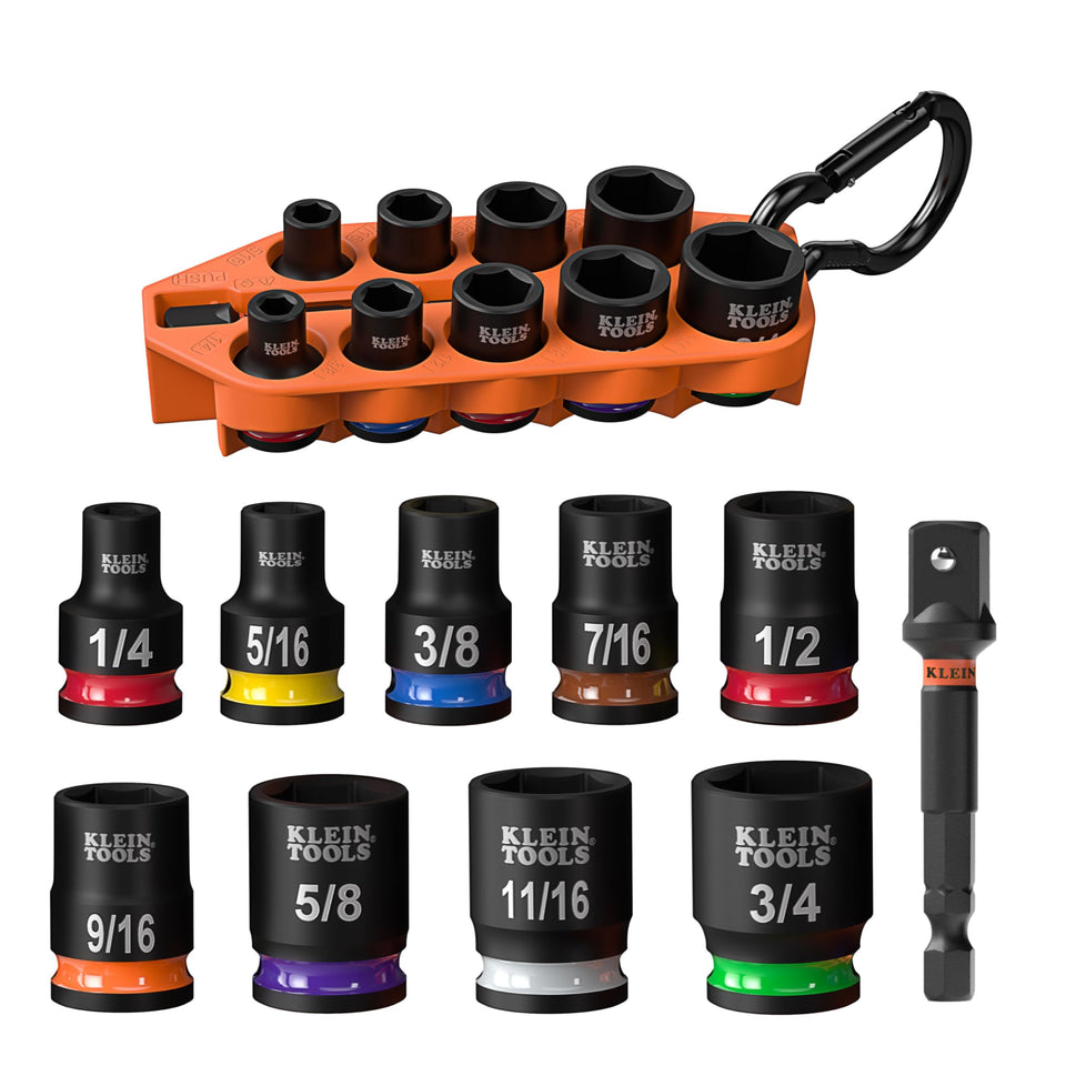Klein Tools 33809 socket set sleeve with carabiner for quick access.