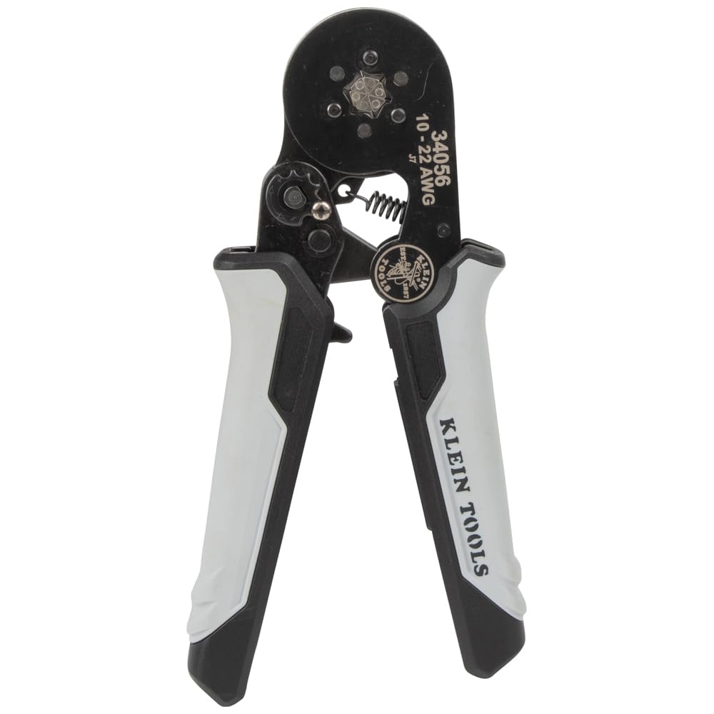 Klein Tools 34056 ferrule crimping tool with ratchet for consistent hex crimps