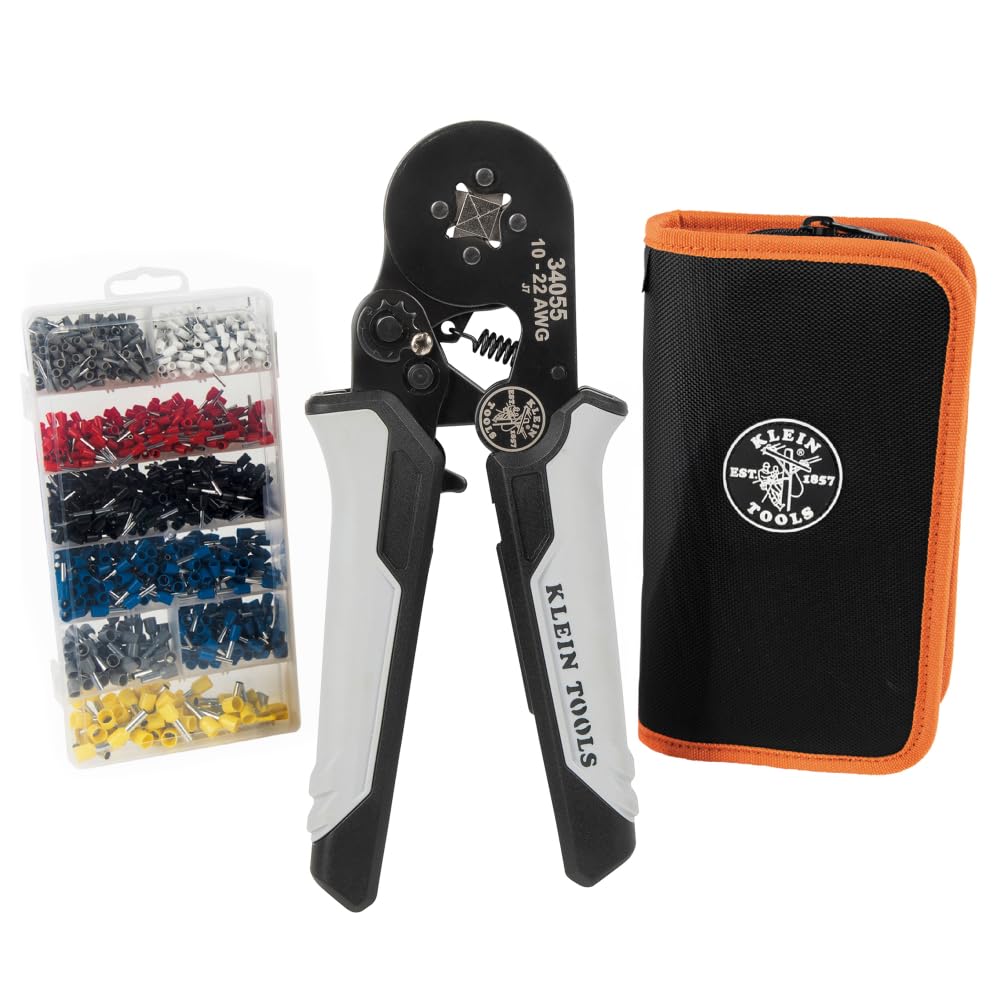 Klein Tools 34060 ratcheting square ferrule crimper enables consistent 360-degree crimps.
