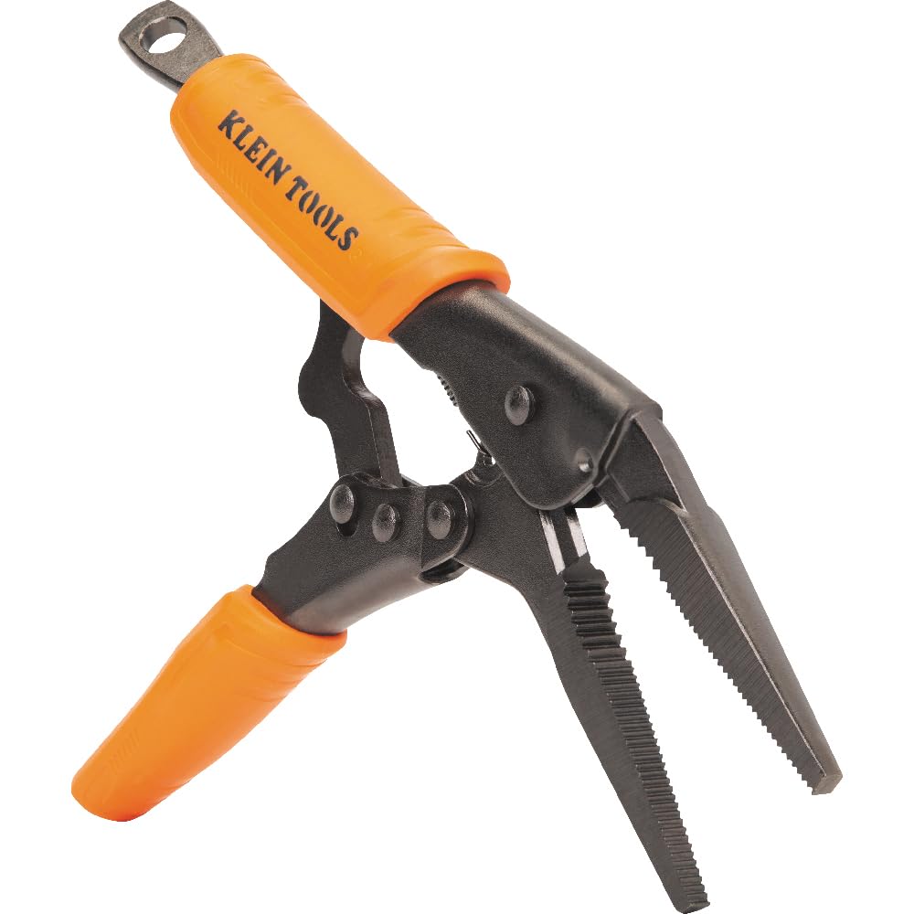 Klein Tools 38612 long nose locking pliers with quick release handles for tight spaces
