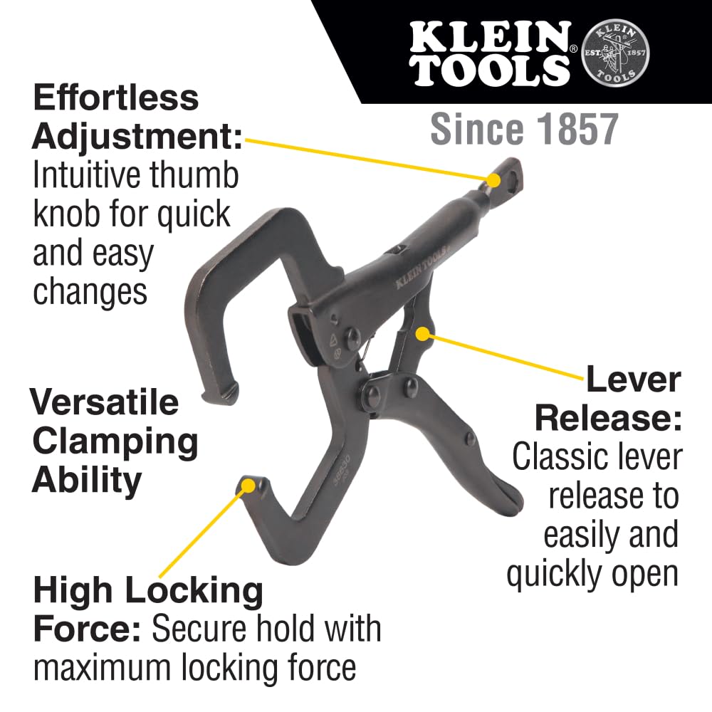 Klein Tools 38630 thumb knob allows quick size adjustments.