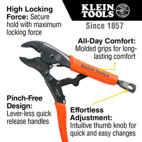 Klein Tools 38660 10-inch curve jaw locking pliers with extended reach.