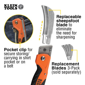 Klein Tools 44218 replaceable blades for quick maintenance between tasks.