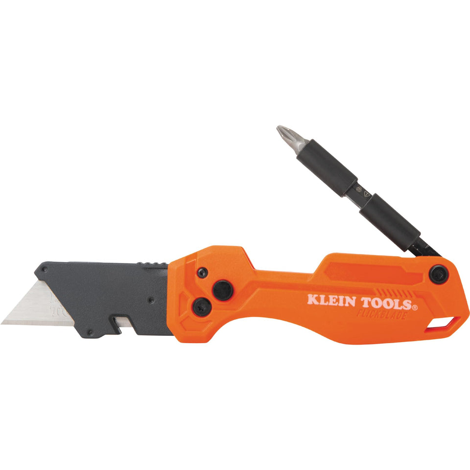 Klein Tools 44304 flickblade knife in closed position for compact carry.