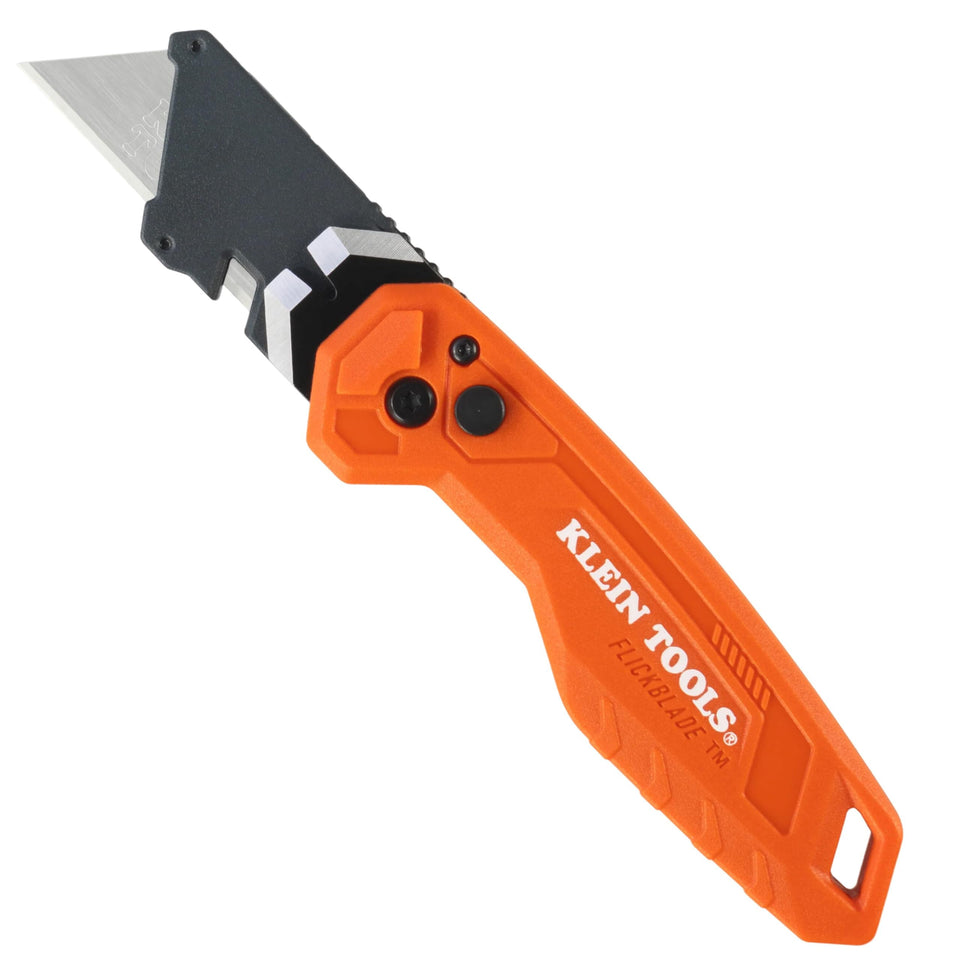 Klein Tools 44309 2-in-1 knife demonstrates cutting and prying versatility on the job site