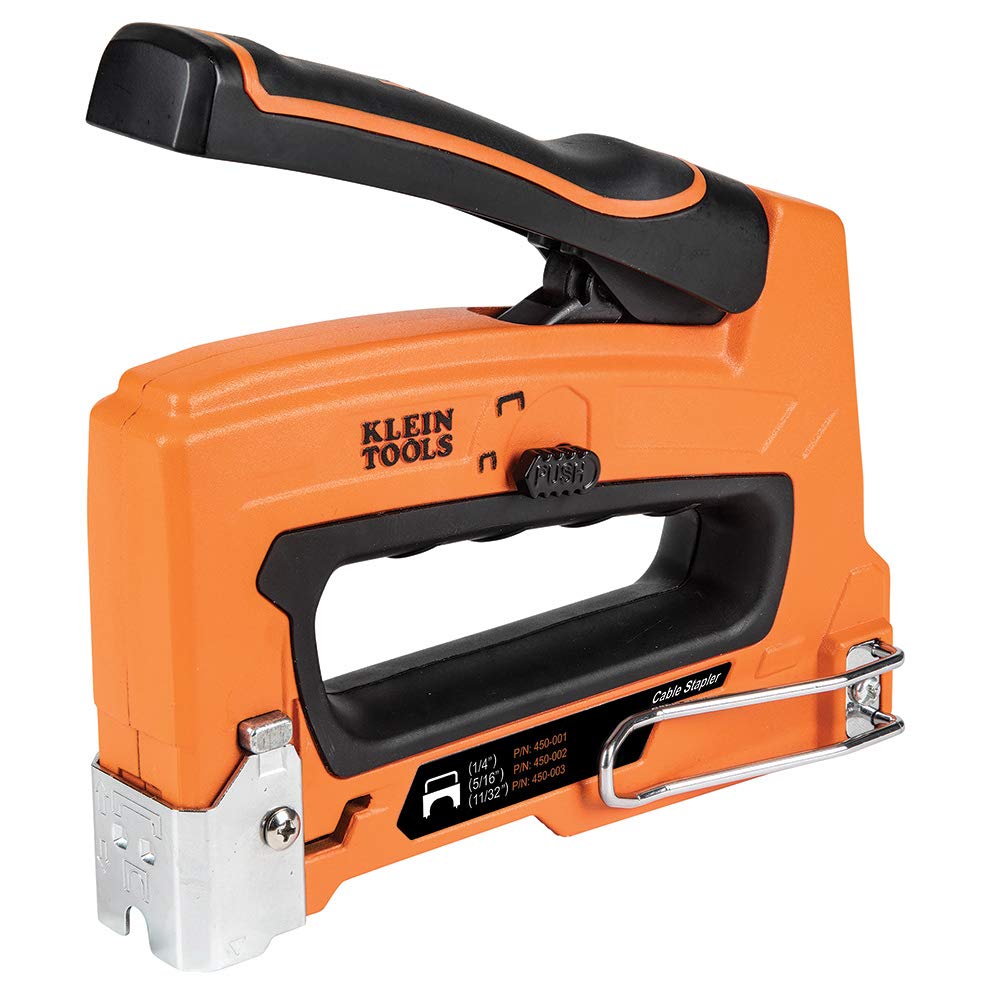 Klein Tools 450-100 stapler front view for one-handed insulation cable stapling
