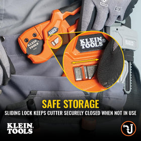 Klein Tools 50043 compact design with sliding lock for safe storage.