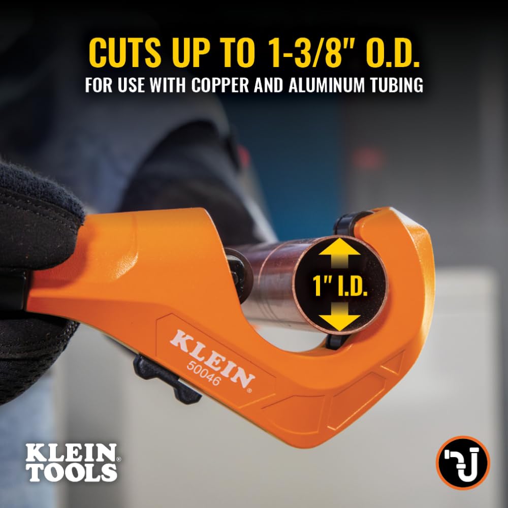 Klein Tools 50046 shows cut range from 1/8 to 1-3/8 inch O.D.