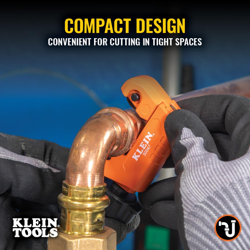 Klein Tools 50047 mini tubing cutter compact design fits cramped spaces