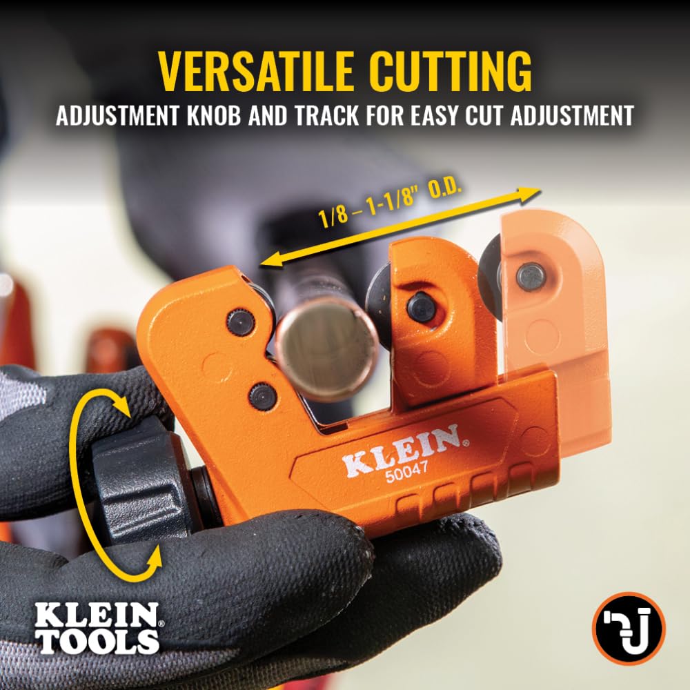 Klein Tools 50047 mini tubing cutter ergonomic knob eases adjustments