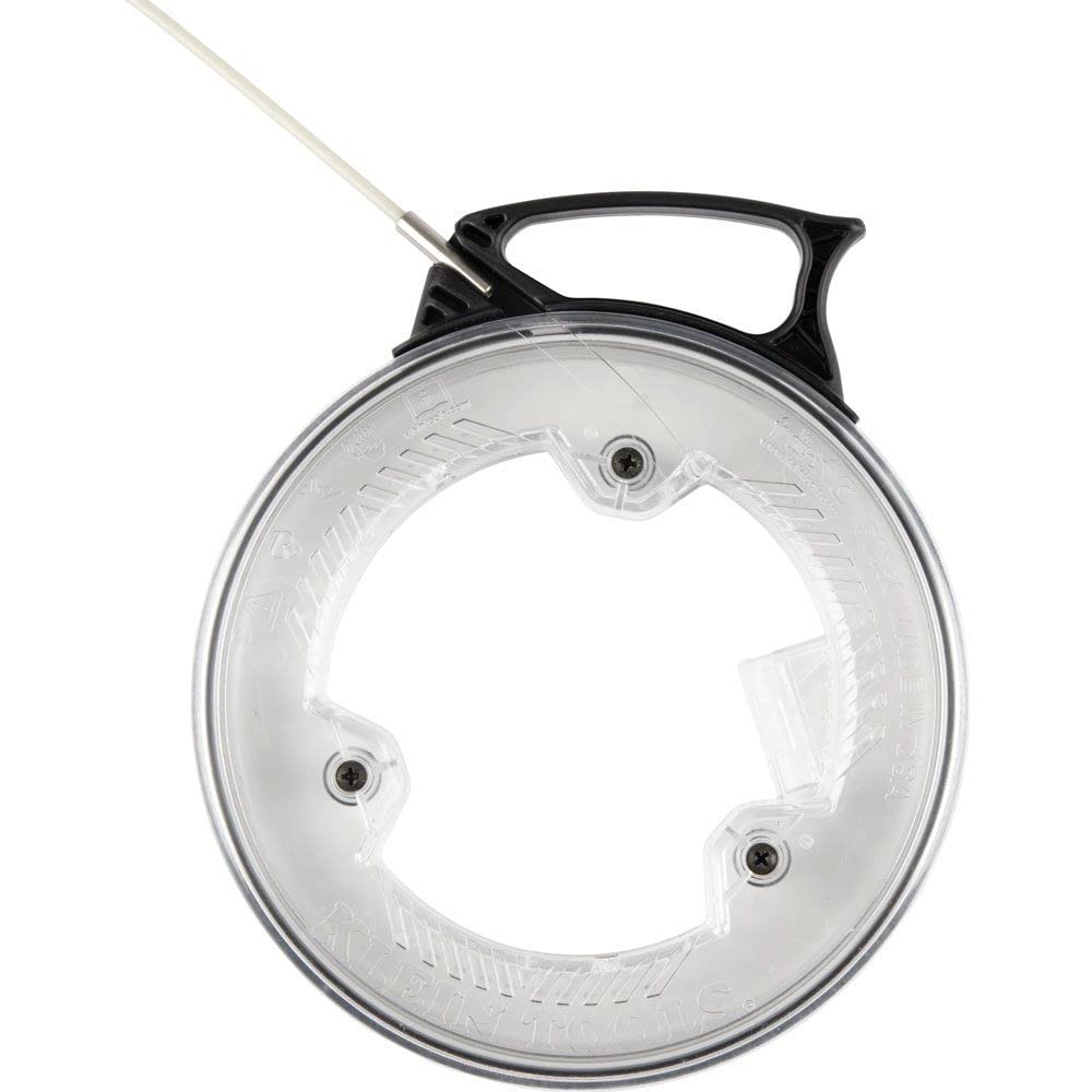 Klein Tools 50550 glow-tape-tape-removal glows after charge for flexible pass-through feeding.