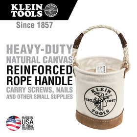 Klein Tools 5104MINI compact bucket keeping small parts organized on a workspace
