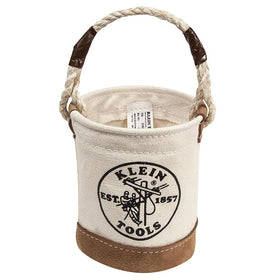 Klein Tools 5104MINI mini tool bucket with leather bottom for durable jobsite storage