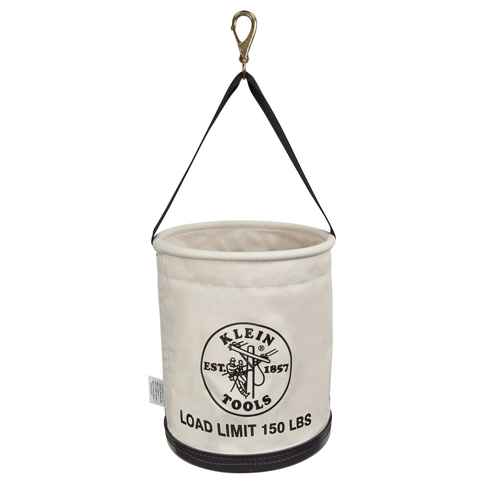 Klein Tools 5109SLR canvas bucket with drain holes keeps tools dry on site