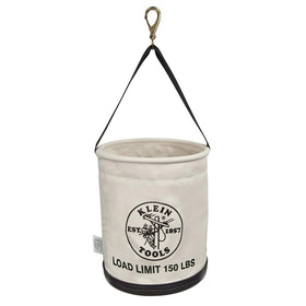 Klein Tools 5109SLR canvas bucket with drain holes keeps tools dry on site