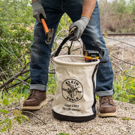 Klein Tools 5109SLR canvas bucket with extended strap for stable transport