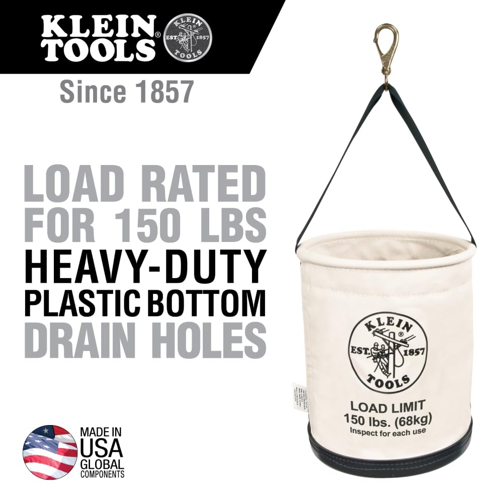 Klein Tools 5109SLR canvas bucket demonstrates heavy-duty canvas durability