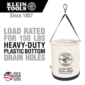Klein Tools 5109SLR canvas bucket demonstrates heavy-duty canvas durability