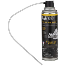 Klein Tools 51100 foam pulling lubricant applied at conduit entrance for smooth wire passage