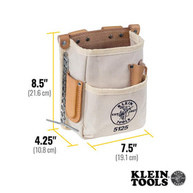 Klein Tools 5125 interior pockets demonstrate organized storage for essential tools.