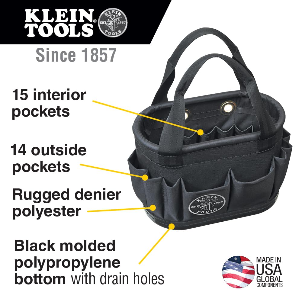 Klein Tools 5144BHB14OS interior pockets arranged for organized tools