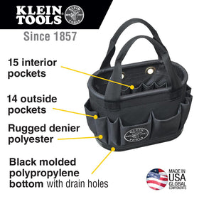 Klein Tools 5144BHB14OS interior pockets arranged for organized tools