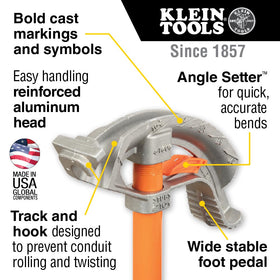 Klein Tools 51606 wide-foot pedal enhances stability during bending tasks