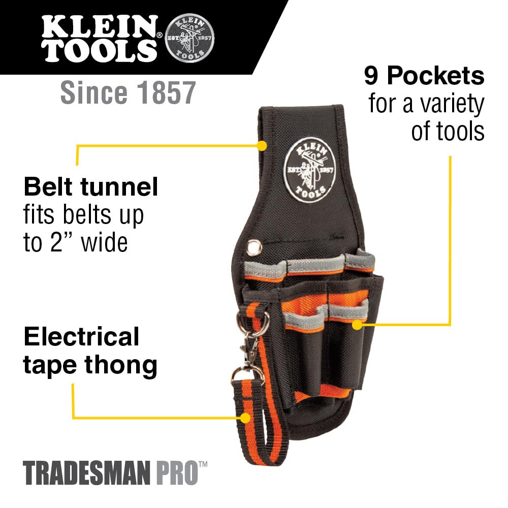 Klein Tools 5240 opened to reveal 9 pockets for essential hand tools