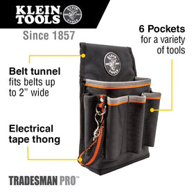 Klein Tools 5241 pouch showing a deep center pocket for larger screwdrivers.