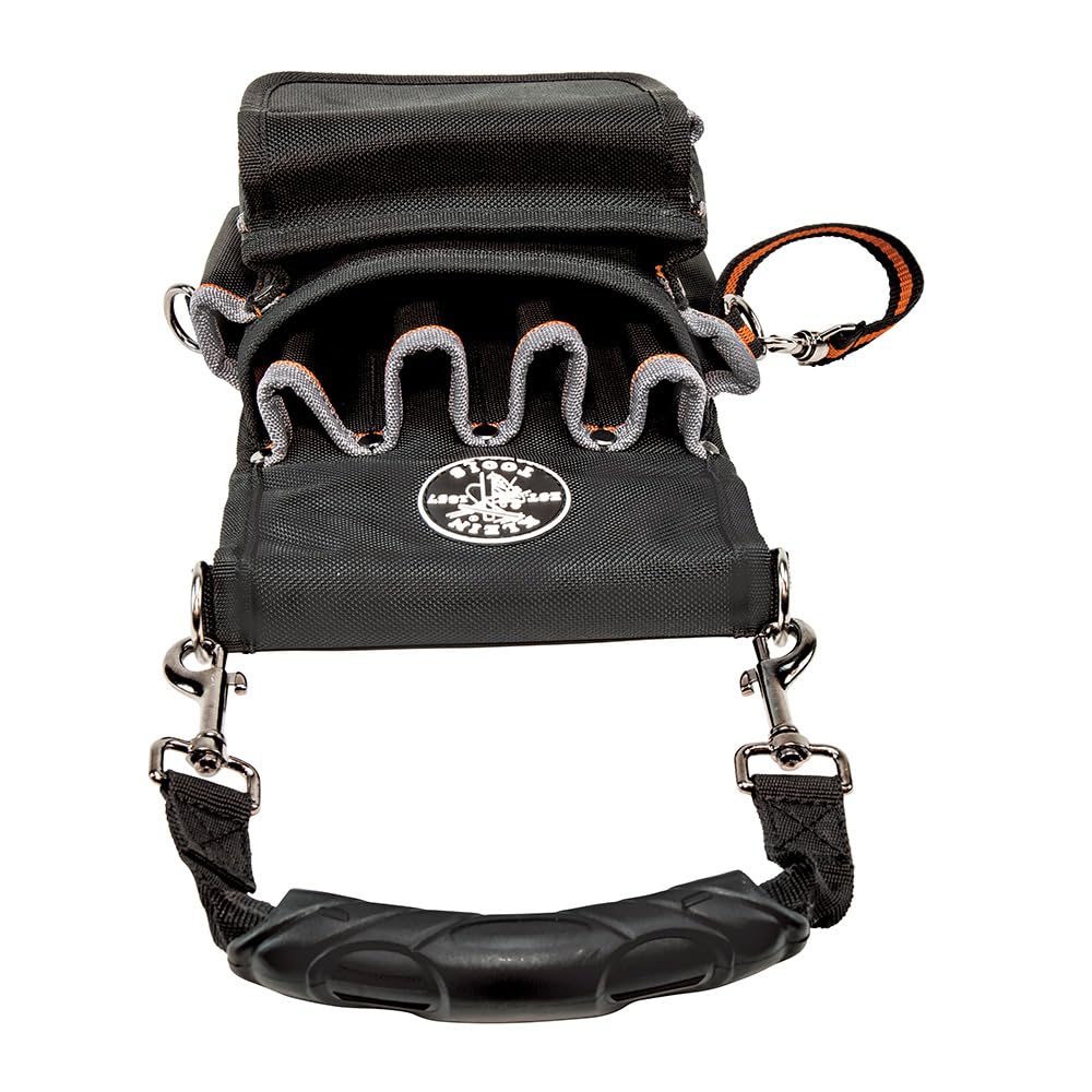 Klein Tools 5242 pouch front pocket and center pocket for small parts.