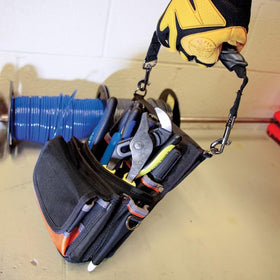 Klein Tools 5242 pouch reinforced bottom protects contents during demanding tasks.