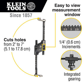 Klein Tools 53710 auto-set arms enabling quick size changes during drilling