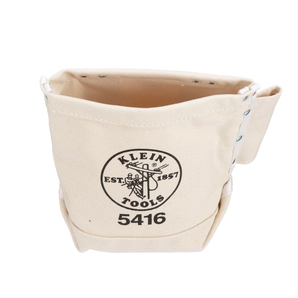 Klein Tools 5416 durable storage pouch helps organize fasteners and small components on site.