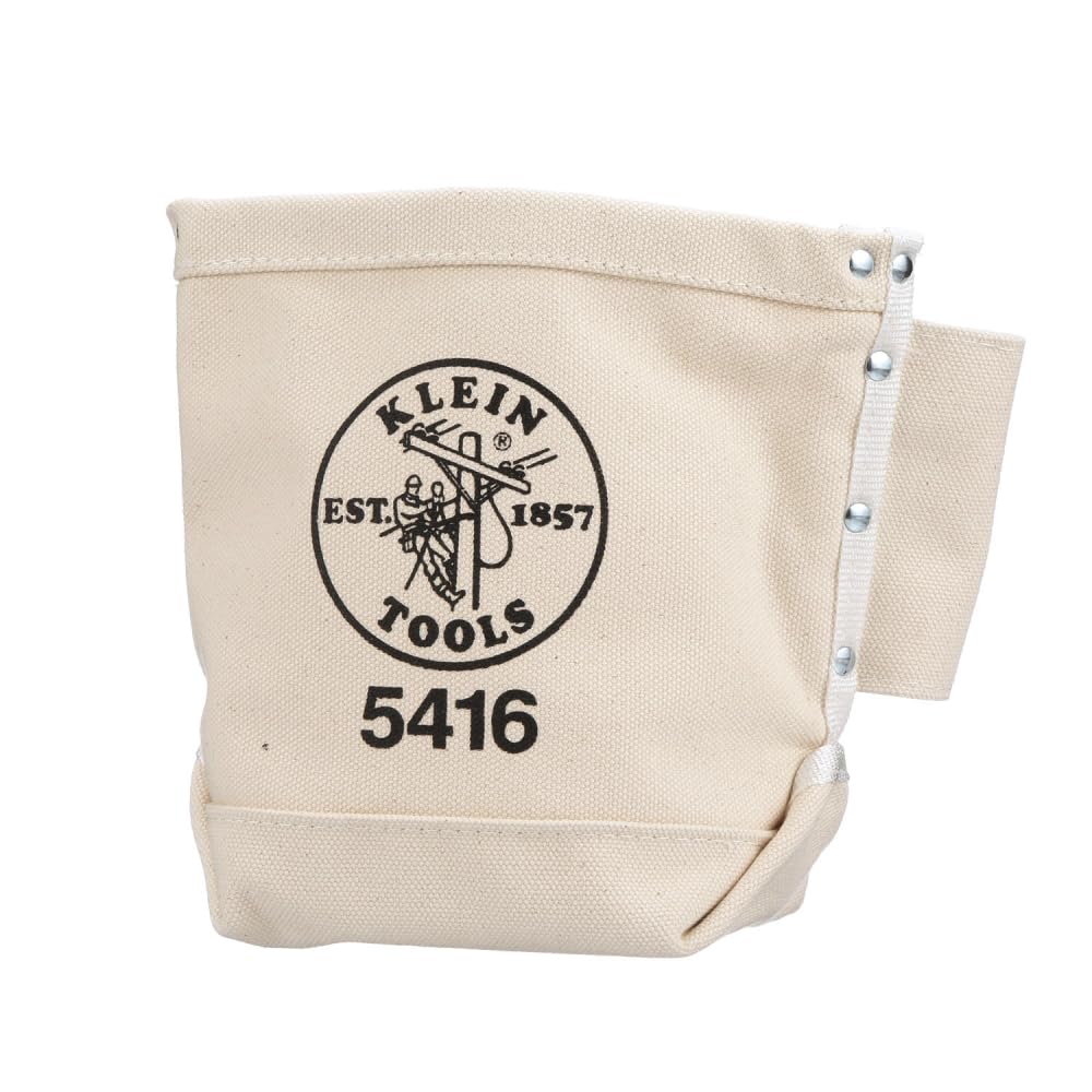 Klein Tools 5416 bolt bag with bull-pin loop is easy to access during installs.