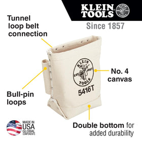 Klein Tools 5416T double-bottom canvas design enhances durability on rough job sites.