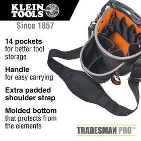 Klein Tools 55419SP-14 tool bag side view highlights rugged exterior