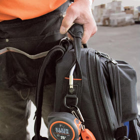Klein Tools 55485 lockable zipper pulls secure tools during breaks.