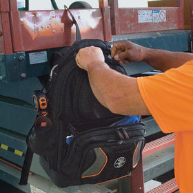 Klein Tools 55485 padded shoulder straps with chest strap for all-day comfort.