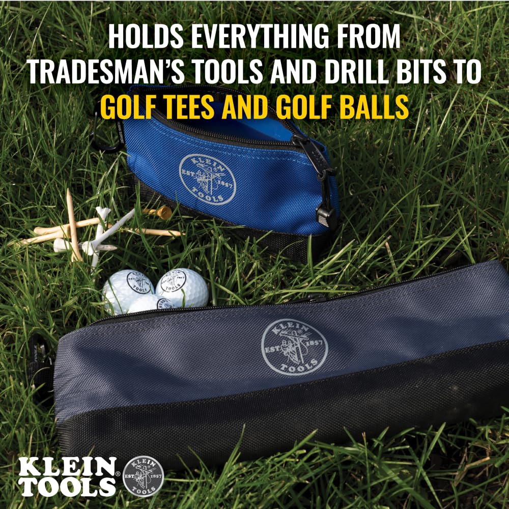 Klein Tools 55569 stand-up bag bottom reinforced emphasizes extended wear resistance for sharp tools