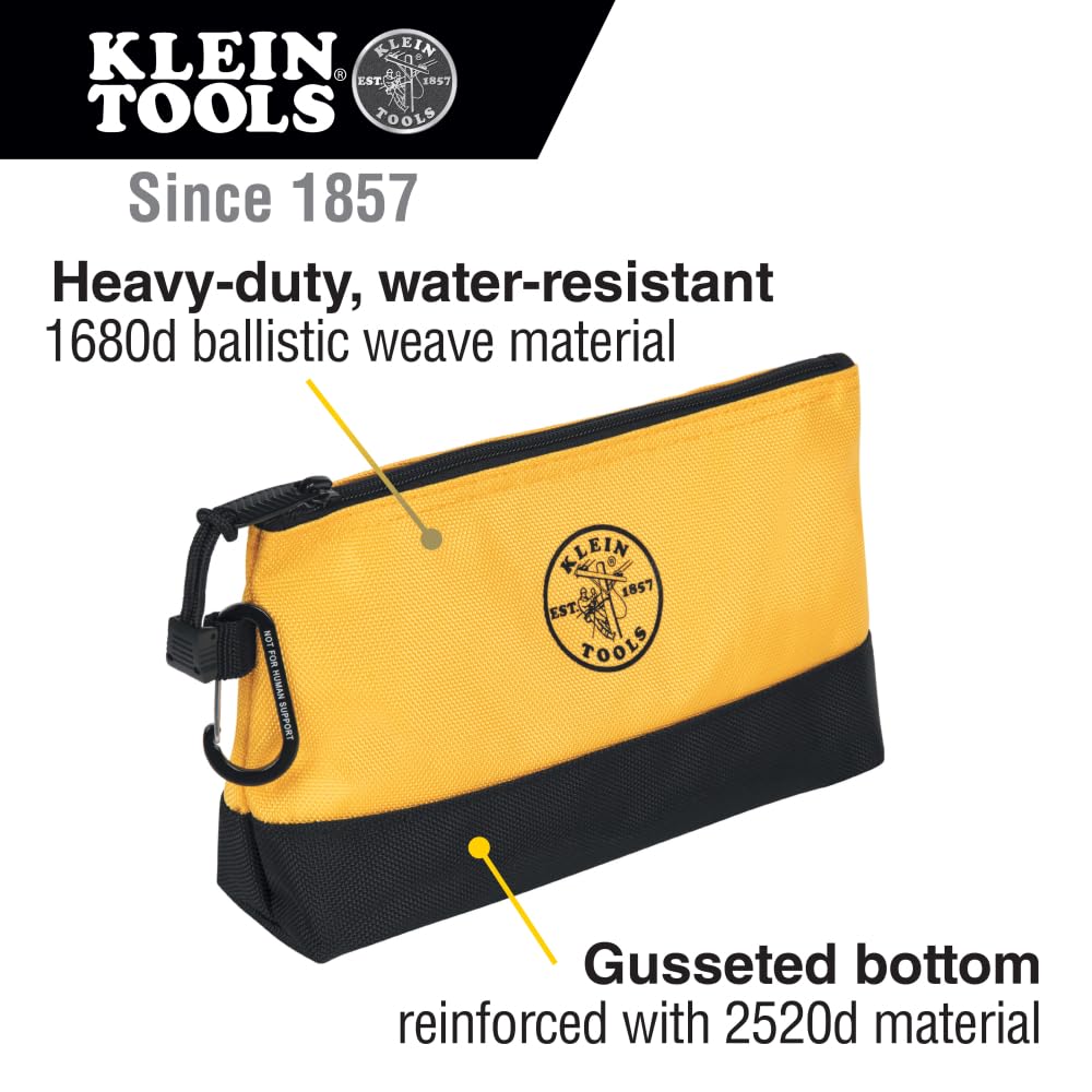 Klein Tools 55569 stand-up bag open showcases quick access to stored pliers and wrenches