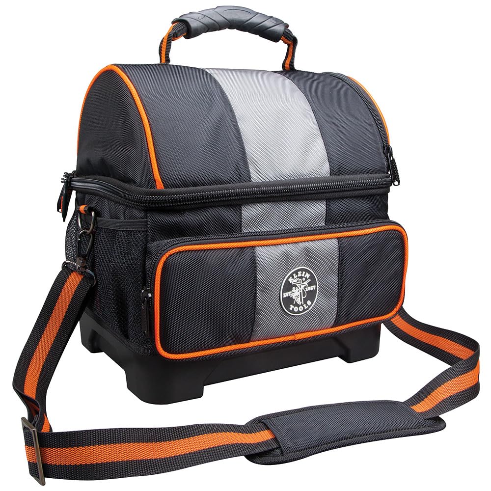 Klein Tools 55601 lunch box full view showing rugged 1680d ballistic weave for jobsite durability.