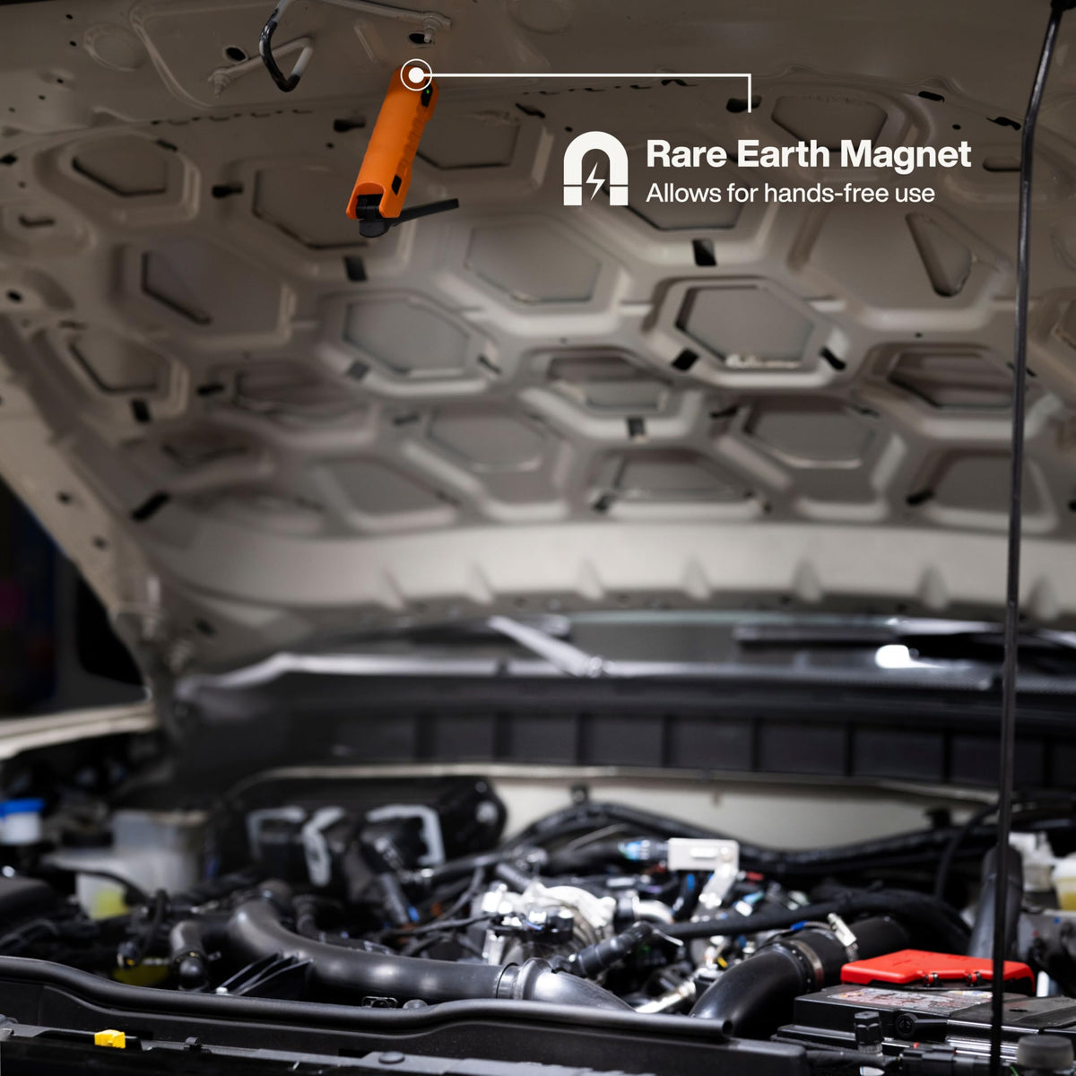 Klein Tools 56073 built-in spotlight supports inspection work in open or closed position.