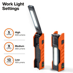 Klein Tools 56073 180-degree pivot enables flexible positioning for tight spots.