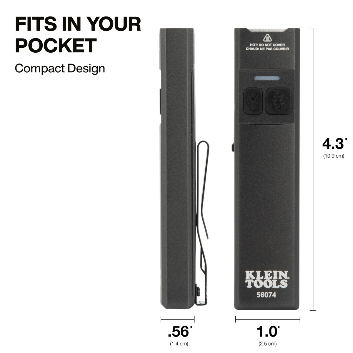 Klein Tools 56074 EDC flashlight dual-clip design supports hats or pockets.