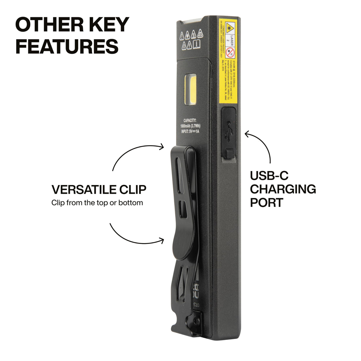 Klein Tools 56074 EDC flashlight three brightness modes for versatile use.