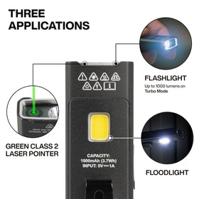 Klein Tools 56074 EDC flashlight Turbo mode delivers up to 1000 lumens when needed.