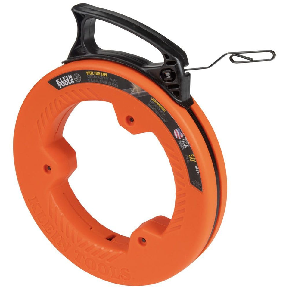 Klein Tools 56331 fish tape in case with 50-foot pull for wiring tasks