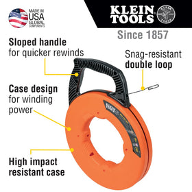 Klein Tools 56334 240-foot steel tape ready for long conduit runs.